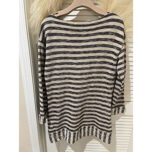 Soft Surroundings Tunic Top Womens medium Black Brown Striped Lagenlook Artsy​